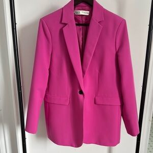 Zara Women's Vibrant Pink Suit Jacket